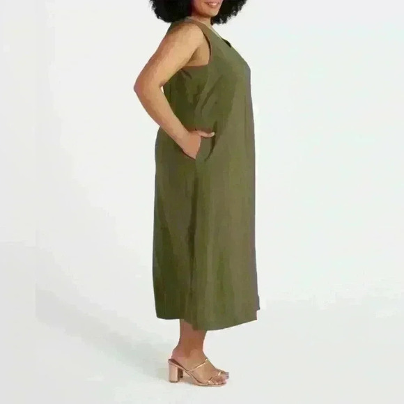 Nine Britton Gillian V Neck Shift Dress in Green - Size 1X (NWT) - Picture 3 of 4